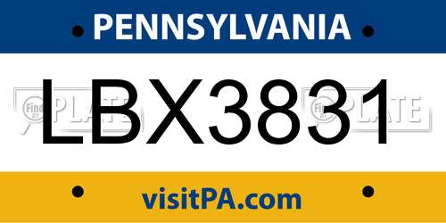 LBX3831 Pennsylvania License Plate