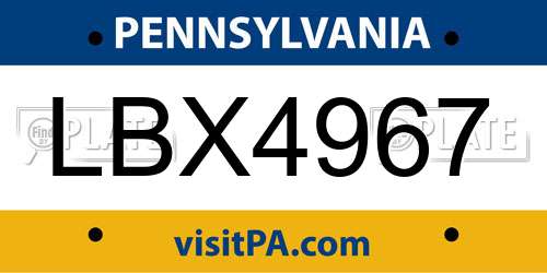 LBX4967 Pennsylvania License Plate