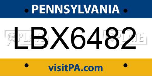 LBX6482 Pennsylvania License Plate