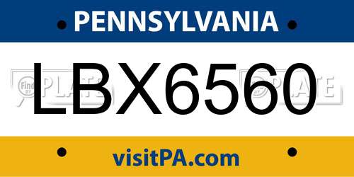 LBX6560 Pennsylvania License Plate