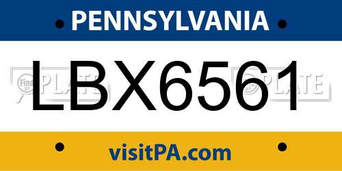 LBX6561 Pennsylvania License Plate
