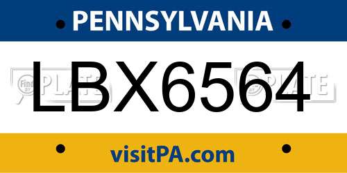 LBX6564 Pennsylvania License Plate