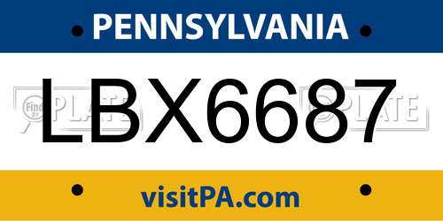 LBX6687 Pennsylvania License Plate