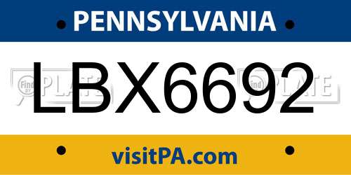 LBX6692 Pennsylvania License Plate