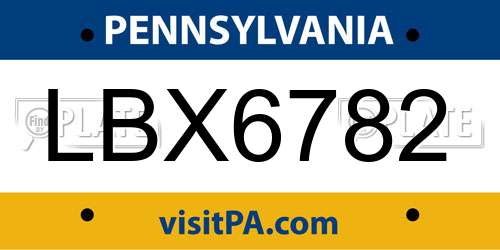 LBX6782 Pennsylvania License Plate