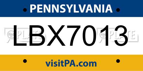 LBX7013 Pennsylvania License Plate