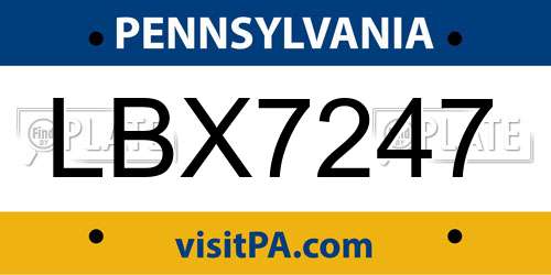 LBX7247 Pennsylvania License Plate