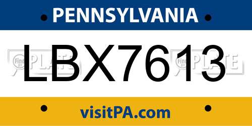 LBX7613 Pennsylvania License Plate