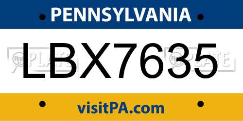 LBX7635 Pennsylvania License Plate