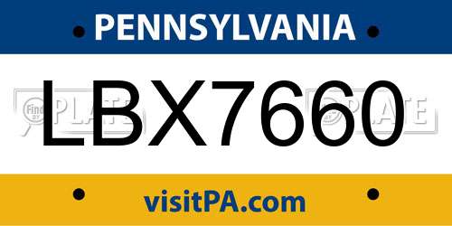 LBX7660 Pennsylvania License Plate