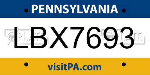 LBX7693 Pennsylvania License Plate