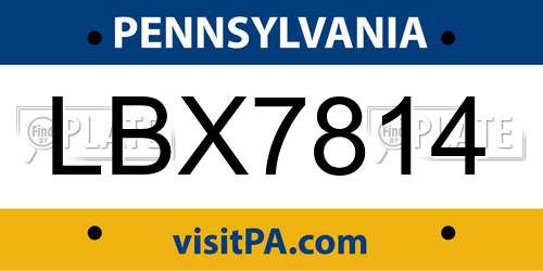 LBX7814 Pennsylvania License Plate