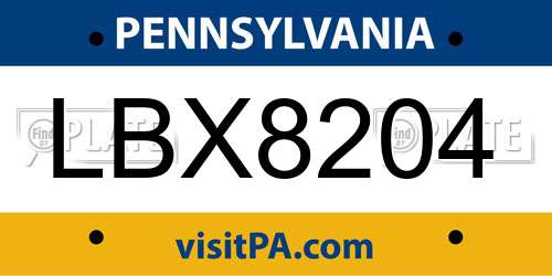 LBX8204 Pennsylvania License Plate