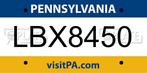 LBX8450 Pennsylvania License Plate