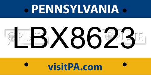 LBX8623 Pennsylvania License Plate