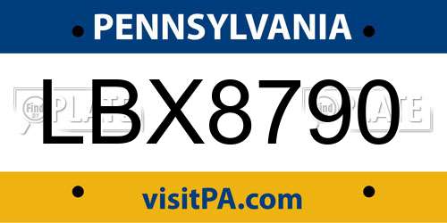 LBX8790 Pennsylvania License Plate