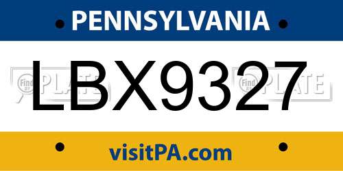 LBX9327 Pennsylvania License Plate