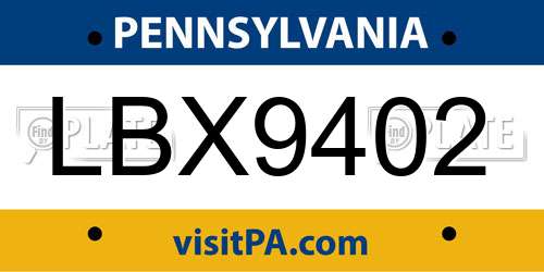 LBX9402 Pennsylvania License Plate