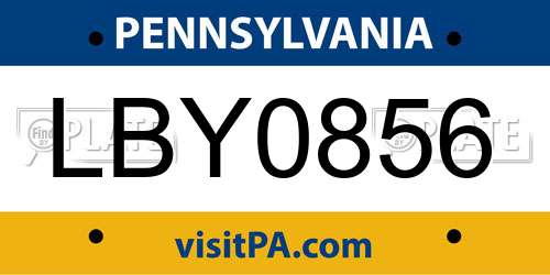 LBY0856 Pennsylvania License Plate