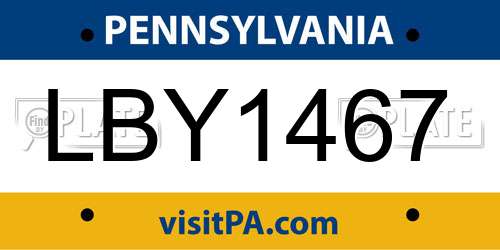 LBY1467 Pennsylvania License Plate