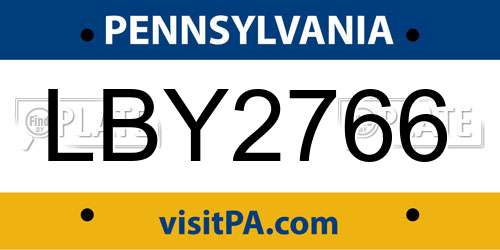 LBY2766 Pennsylvania License Plate