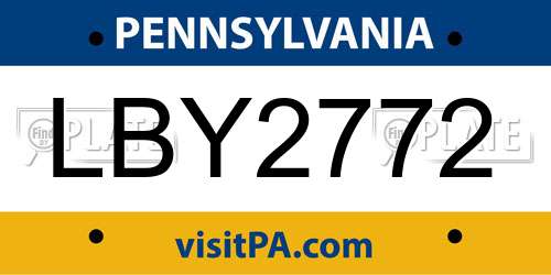 LBY2772 Pennsylvania License Plate