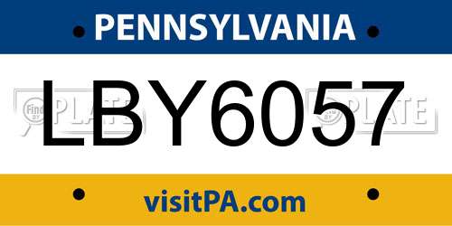 LBY6057 Pennsylvania License Plate