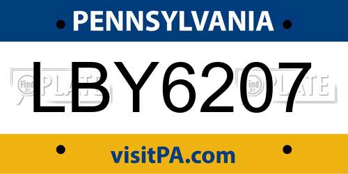 LBY6207 Pennsylvania License Plate