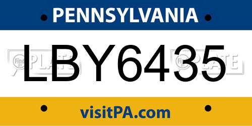 LBY6435 Pennsylvania License Plate