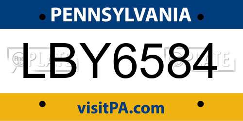 LBY6584 Pennsylvania License Plate