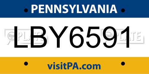 LBY6591 Pennsylvania License Plate