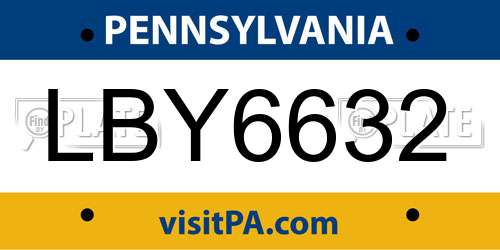 LBY6632 Pennsylvania License Plate
