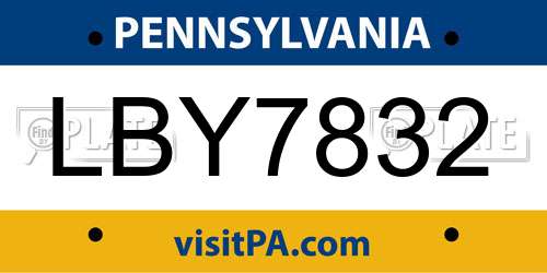 LBY7832 Pennsylvania License Plate