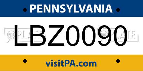 LBZ0090 Pennsylvania License Plate