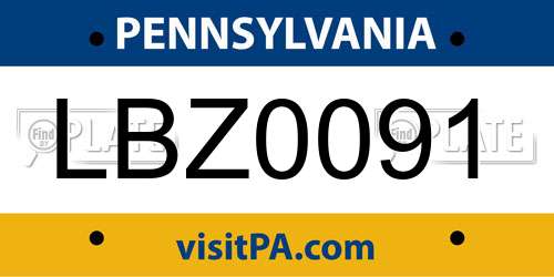 LBZ0091 Pennsylvania License Plate