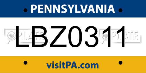 LBZ0311 Pennsylvania License Plate