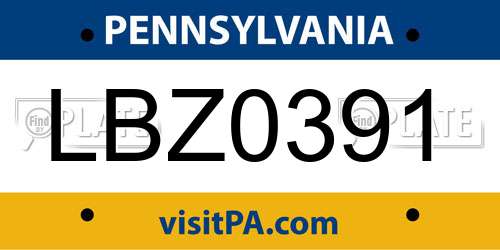 LBZ0391 Pennsylvania License Plate