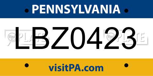 LBZ0423 Pennsylvania License Plate
