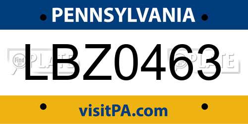 LBZ0463 Pennsylvania License Plate