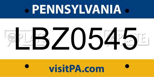 LBZ0545 Pennsylvania License Plate