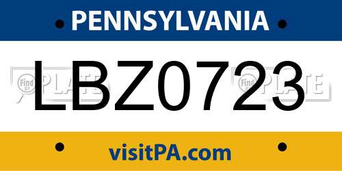 LBZ0723 Pennsylvania License Plate