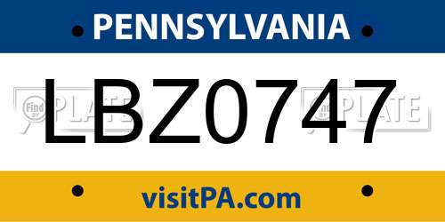 LBZ0747 Pennsylvania License Plate