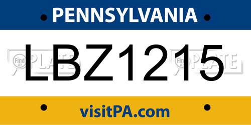 LBZ1215 Pennsylvania License Plate