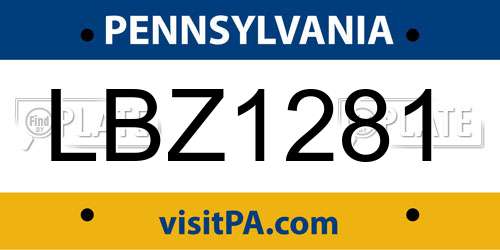 LBZ1281 Pennsylvania License Plate