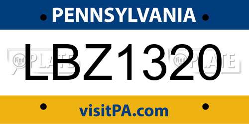 LBZ1320 Pennsylvania License Plate