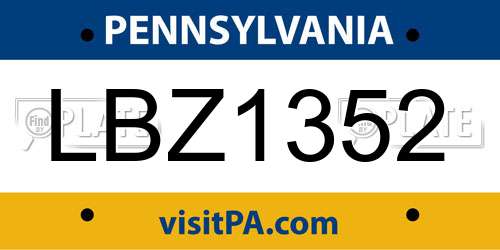 LBZ1352 Pennsylvania License Plate
