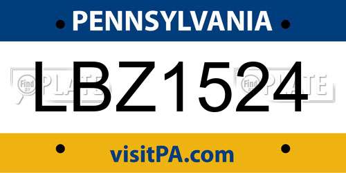 LBZ1524 Pennsylvania License Plate