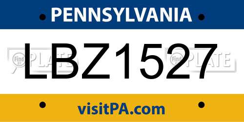 LBZ1527 Pennsylvania License Plate