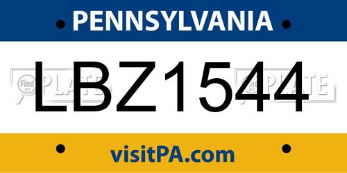 LBZ1544 Pennsylvania License Plate