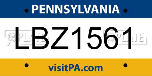 LBZ1561 Pennsylvania License Plate